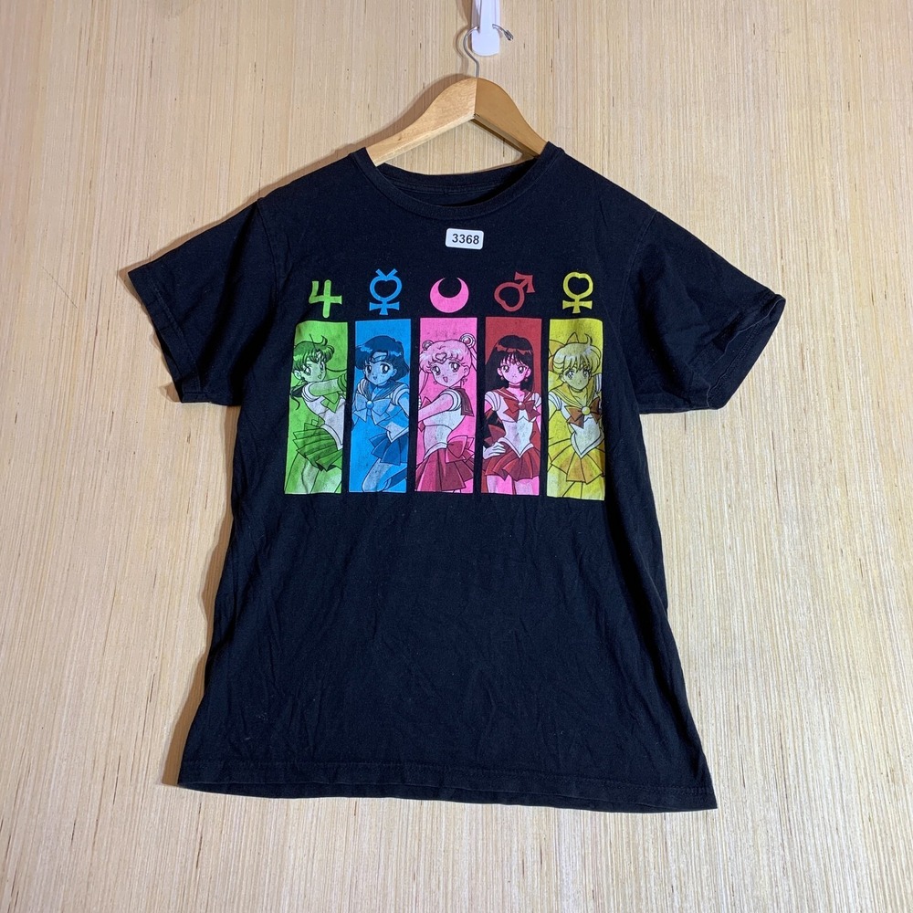 Sailor Moon Shirt Adult Small Black Short Sleeve Men's Anime Graphic Print